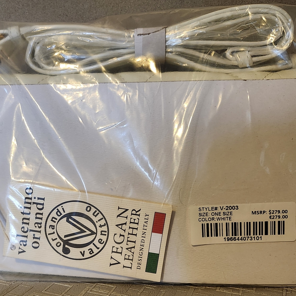 Valentino Orlandi Vegan Leather Crossbody Bag in White